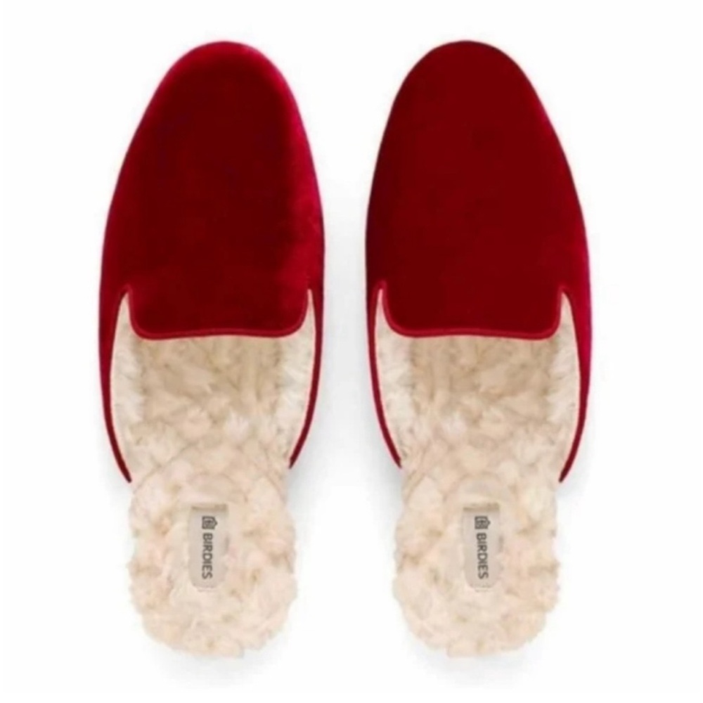 Birdies Phoebe Red Vegan Velvet Slip Ons Slipper Shoes Size 8.5